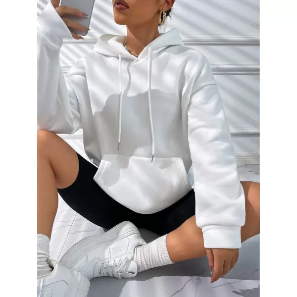 SweatyRocks Women's Long Sleeve Drop Shoulder Pullover Sweatshirt Graphic Letter Hoodie Drawstring Thermal Sweatshirt