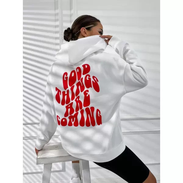 SweatyRocks Women's Long Sleeve Drop Shoulder Pullover Sweatshirt Graphic Letter Hoodie Drawstring Thermal Sweatshirt