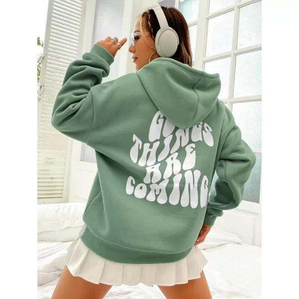 SweatyRocks Women's Long Sleeve Drop Shoulder Pullover Sweatshirt Graphic Letter Hoodie Drawstring Thermal Sweatshirt
