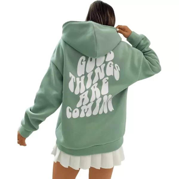 SweatyRocks Women's Long Sleeve Drop Shoulder Pullover Sweatshirt Graphic Letter Hoodie Drawstring Thermal Sweatshirt