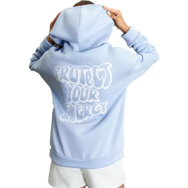 SweatyRocks Women's Long Sleeve Drop Shoulder Pullover Sweatshirt Graphic Letter Hoodie Drawstring Thermal Sweatshirt