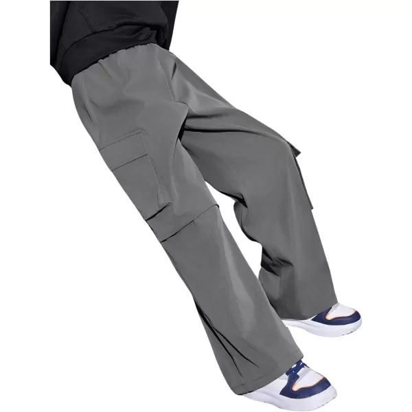 SweatyRocks Boy's Elastic Waist Straight Leg Cargo Pants Loose Long Trousers Streetwear with Pockets
