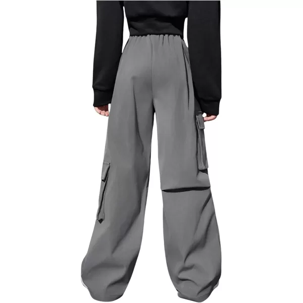 SweatyRocks Boy's Elastic Waist Straight Leg Cargo Pants Loose Long Trousers Streetwear with Pockets
