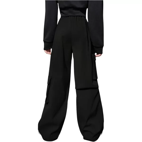 SweatyRocks Boy's Elastic Waist Straight Leg Cargo Pants Loose Long Trousers Streetwear with Pockets
