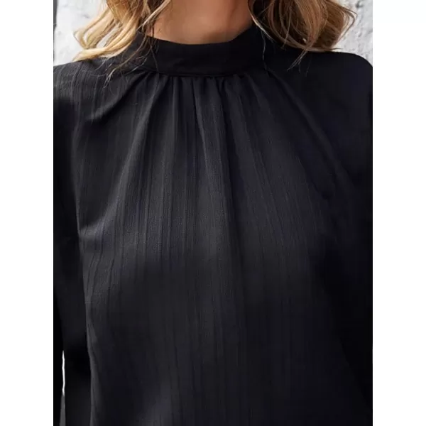 SweatyRocks Women's Cold Shoulder Tops Blouses Dressy Casual Mock Neck Loose Work Shirts
