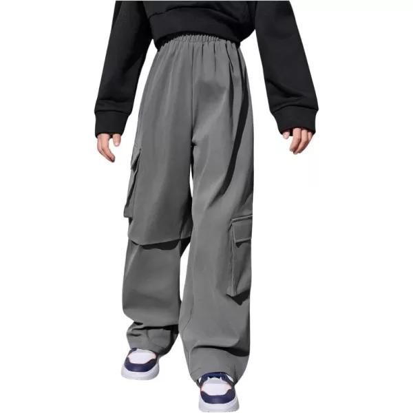 SweatyRocks Boy's Elastic Waist Straight Leg Cargo Pants Loose Long Trousers Streetwear with Pockets