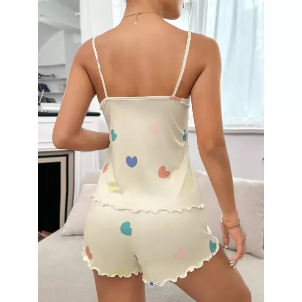 imageSweatyRocks Womens Sleepwear Set Plaid Print Cami Top and Elastic Waist Short Pajama SetYellow
