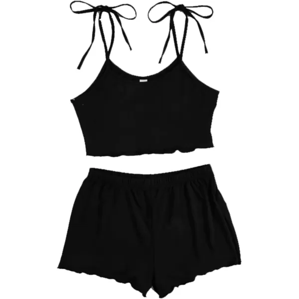 imageSweatyRocks Womens Summer Strawberry Print Cami Top and Shorts Sleepwear Pajamas SetBlack