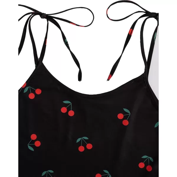 imageSweatyRocks Womens Summer Strawberry Print Cami Top and Shorts Sleepwear Pajamas SetBlack Cherry