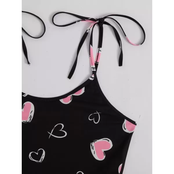 imageSweatyRocks Womens Summer Strawberry Print Cami Top and Shorts Sleepwear Pajamas SetBlack Heart