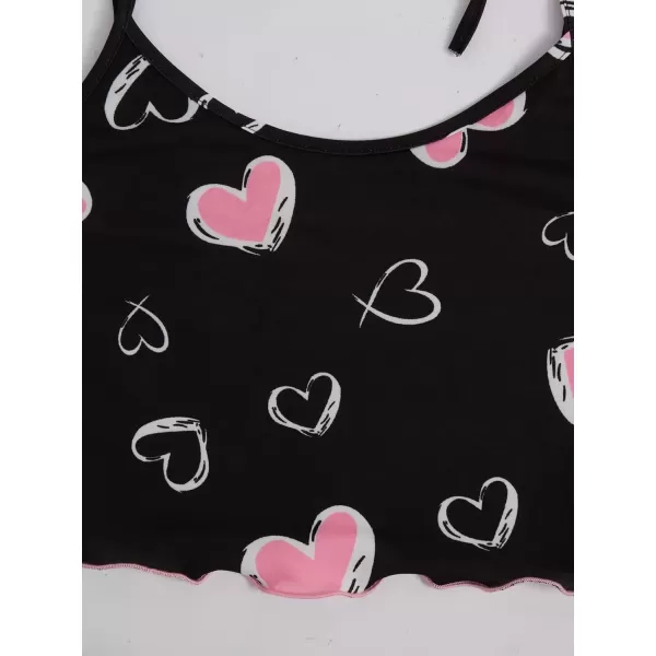 imageSweatyRocks Womens Summer Strawberry Print Cami Top and Shorts Sleepwear Pajamas SetBlack Heart