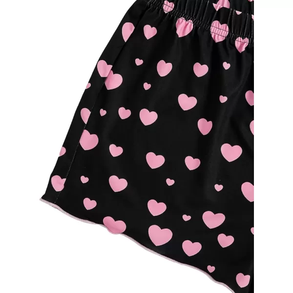 imageSweatyRocks Womens Summer Strawberry Print Cami Top and Shorts Sleepwear Pajamas SetBlack and Pink