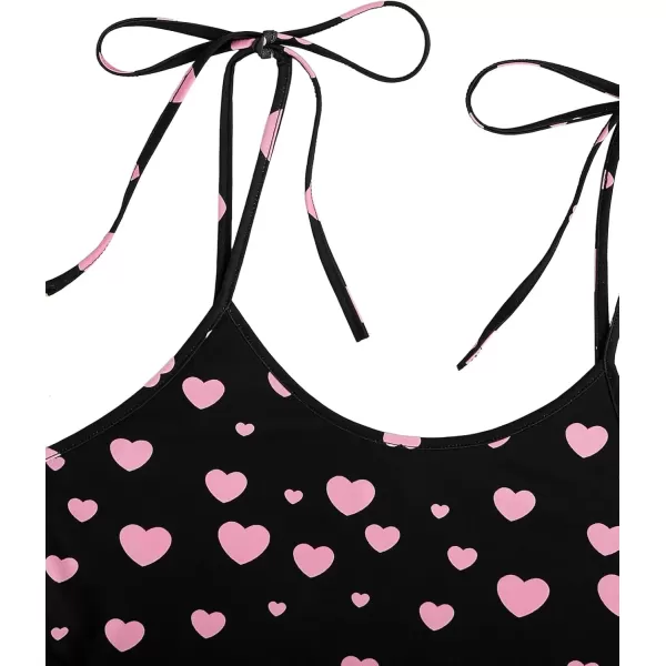 imageSweatyRocks Womens Summer Strawberry Print Cami Top and Shorts Sleepwear Pajamas SetBlack and Pink