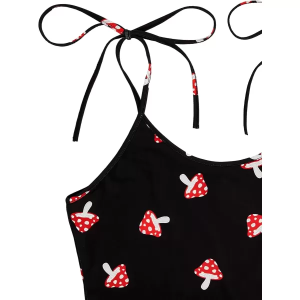 imageSweatyRocks Womens Summer Strawberry Print Cami Top and Shorts Sleepwear Pajamas SetBlack and Red