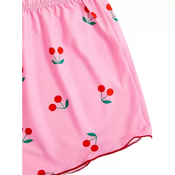 imageSweatyRocks Womens Summer Strawberry Print Cami Top and Shorts Sleepwear Pajamas SetPink Red Cherry