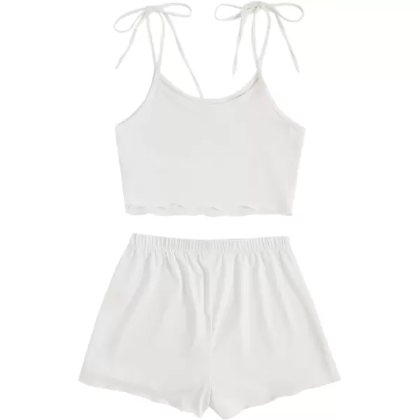 imageSweatyRocks Womens Summer Strawberry Print Cami Top and Shorts Sleepwear Pajamas SetWhite