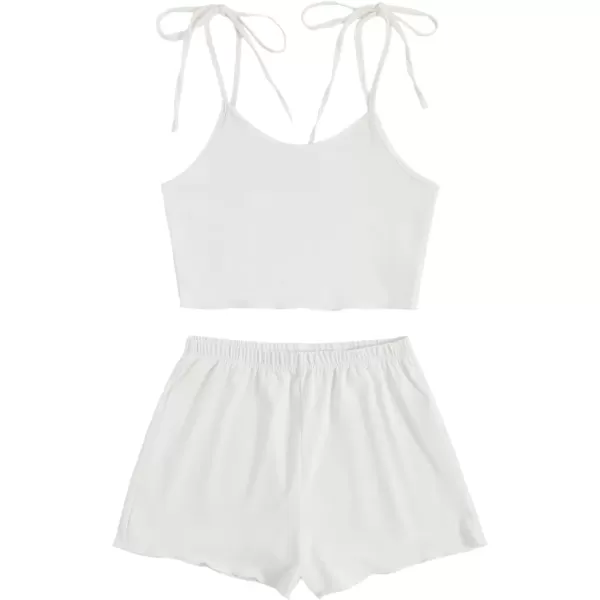 imageSweatyRocks Womens Summer Strawberry Print Cami Top and Shorts Sleepwear Pajamas SetWhite