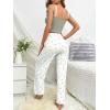 imageSweatyRocks Womens 2 Piece Pajama Set Lace Cami Top and Flare Pants PJ Set LoungewearGreen