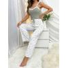imageSweatyRocks Womens 2 Piece Pajama Set Lace Cami Top and Flare Pants PJ Set LoungewearGreen