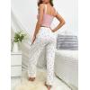 imageSweatyRocks Womens 2 Piece Pajama Set Lace Cami Top and Flare Pants PJ Set LoungewearPink