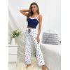 imageSweatyRocks Womens 2 Piece Pajama Set Lace Cami Top and Flare Pants PJ Set LoungewearRoyal Blue