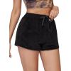 imageSweatyRocks Womens Casual Fuzzy Pajama Shorts Fleece Lounge Short PantsBlack