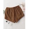 imageSweatyRocks Womens Casual Fuzzy Pajama Shorts Fleece Lounge Short PantsCoffee Brown