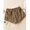 imageSweatyRocks Womens Casual Fuzzy Pajama Shorts Fleece Lounge Short PantsSolid Brown