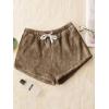 imageSweatyRocks Womens Casual Fuzzy Pajama Shorts Fleece Lounge Short PantsSolid Brown
