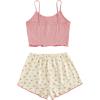 imageSweatyRocks Womens Half Button Floral Print Cami Top and Shorts Sleepwear Ribbed Pajamas SetMulticolor Print
