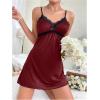 imageSweatyRocks Womens Lace Cami Nightgowns V Neck Sleeveless Babydoll Lounge DressBurgundy