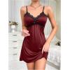 imageSweatyRocks Womens Lace Cami Nightgowns V Neck Sleeveless Babydoll Lounge DressBurgundy