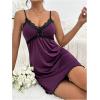 imageSweatyRocks Womens Lace Cami Nightgowns V Neck Sleeveless Babydoll Lounge DressPurple