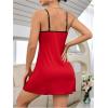 imageSweatyRocks Womens Lace Cami Nightgowns V Neck Sleeveless Babydoll Lounge DressRed
