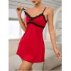 imageSweatyRocks Womens Lace Cami Nightgowns V Neck Sleeveless Babydoll Lounge DressRed