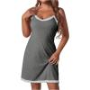 imageSweatyRocks Womens Sleeveless Lace Trim Nightgown Spaghetti Strap Cami Night Dress SleepwearDark Gray