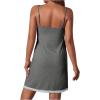 imageSweatyRocks Womens Sleeveless Lace Trim Nightgown Spaghetti Strap Cami Night Dress SleepwearDark Gray