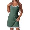 imageSweatyRocks Womens Sleeveless Lace Trim Nightgown Spaghetti Strap Cami Night Dress SleepwearDark Green