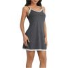 imageSweatyRocks Womens Sleeveless Lace Trim Nightgown Spaghetti Strap Cami Night Dress SleepwearDark Grey