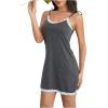 imageSweatyRocks Womens Sleeveless Lace Trim Nightgown Spaghetti Strap Cami Night Dress SleepwearDark Grey