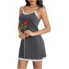 imageSweatyRocks Womens Sleeveless Lace Trim Nightgown Spaghetti Strap Cami Night Dress SleepwearDark Grey