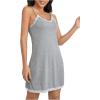imageSweatyRocks Womens Sleeveless Lace Trim Nightgown Spaghetti Strap Cami Night Dress SleepwearLight Grey