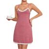 imageSweatyRocks Womens Sleeveless Lace Trim Nightgown Spaghetti Strap Cami Night Dress SleepwearPale Pink