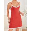 imageSweatyRocks Womens Sleeveless Lace Trim Nightgown Spaghetti Strap Cami Night Dress SleepwearRose Red