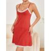 imageSweatyRocks Womens Sleeveless Lace Trim Nightgown Spaghetti Strap Cami Night Dress SleepwearRose Red