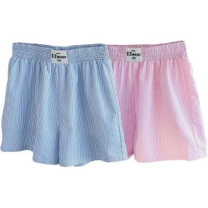 imageSweatyRocks Girls 2 Pack Striped Shorts Letter Patched High Waisted Summer ShortsMulticolor