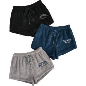 imageSweatyRocks Womens Casual Fuzzy Pajama Shorts Fleece Lounge Short PantsBlack Blue Grey