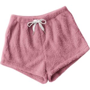 imageSweatyRocks Womens Casual Fuzzy Pajama Shorts Fleece Lounge Short PantsDusty Pink Plain