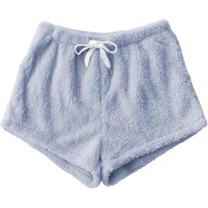 imageSweatyRocks Womens Casual Fuzzy Pajama Shorts Fleece Lounge Short PantsLight Blue