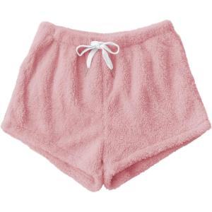 imageSweatyRocks Womens Casual Fuzzy Pajama Shorts Fleece Lounge Short PantsLight Pink